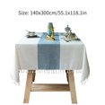 thumbnail image 3 of Mantel Mantel rectangular de lino y algodón Mantel bordado de estilo rústico con borde de flecos, 140x300cm Inevent HA007857-05, 3 of 7