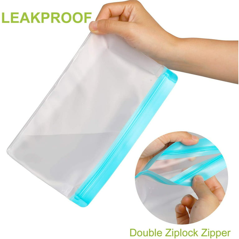 24 Pack Reusable Ziplock Bags Silicone, Leakproof Reusable Freezer