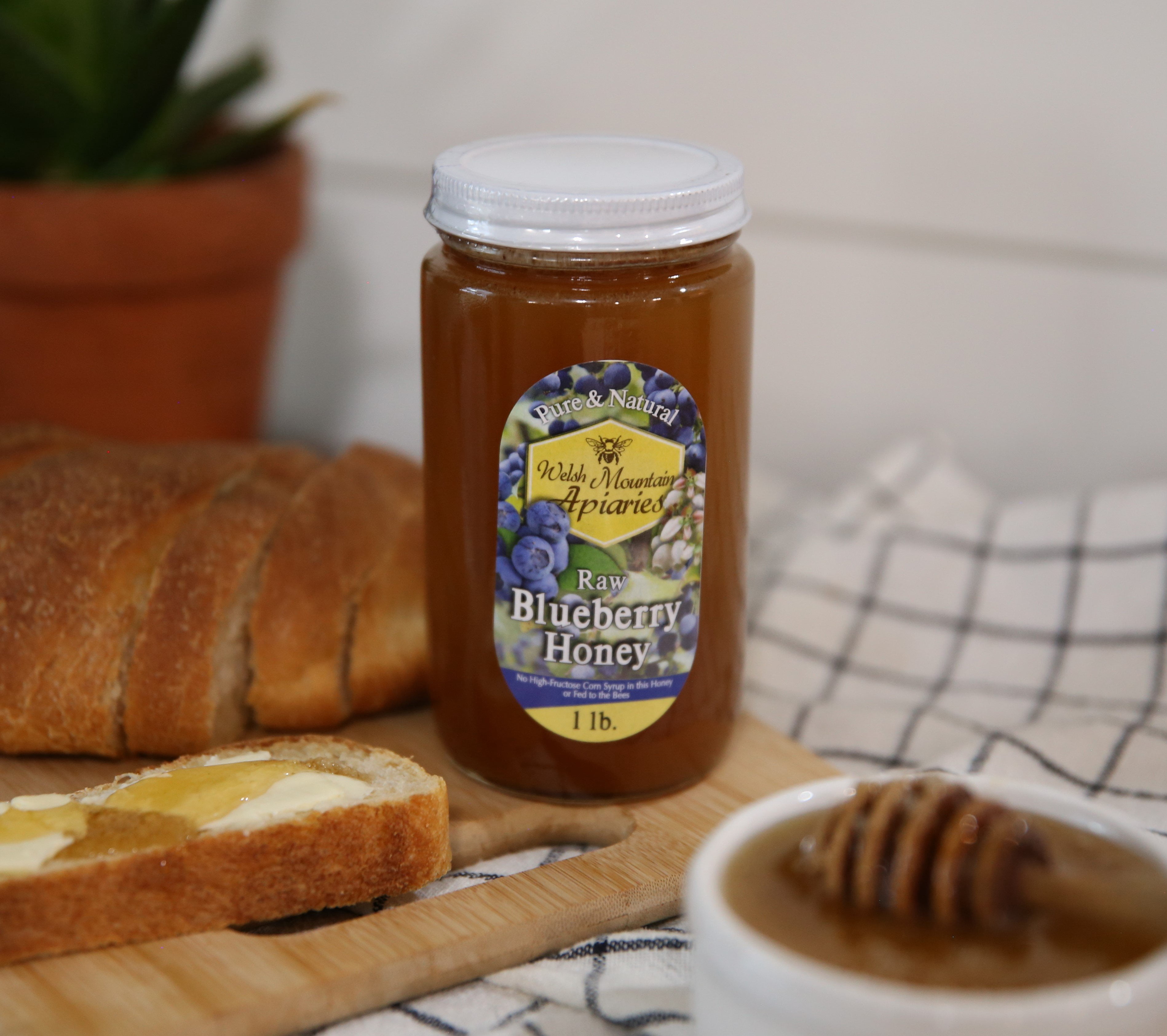 Blueberry Blossom Honey by Welsh Mountain Apiaries, Raw and Unfiltered, Wild Foraged Honey, 16 Ounce Jar Pack of 3
