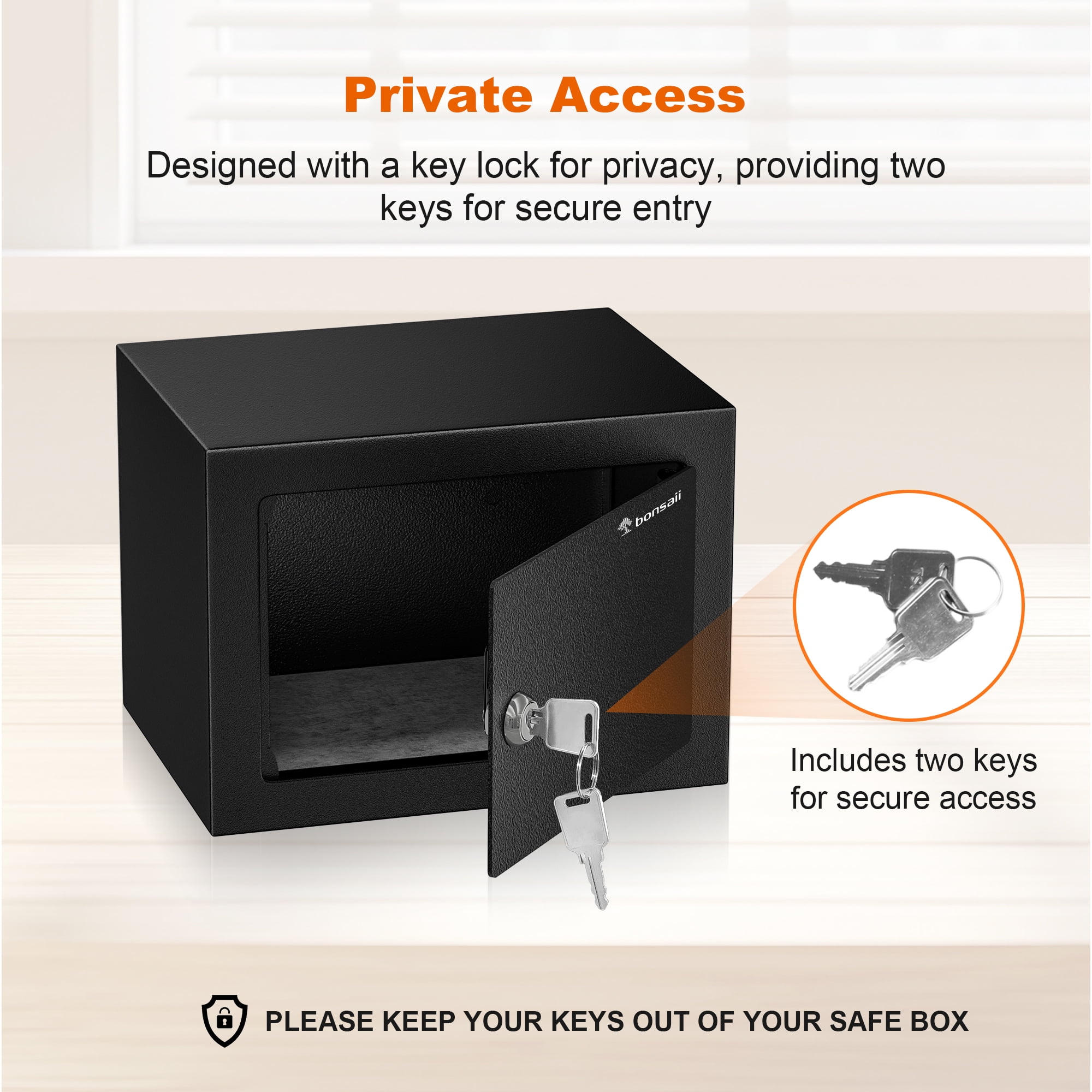 Bonsaii 0.22 Cubic Feet Safe Small Home Money Safe Box with Key Lock