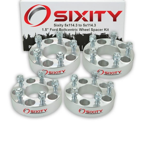 Sixity Auto 4 pc 1.5" 5x114.3 Wheel Spacers compatible with Ford Aerostar Crown Victoria Explorer Sport Trac Mustang Ranger Thunderbird 1/2-20tpi 1.25in Studs Lugs