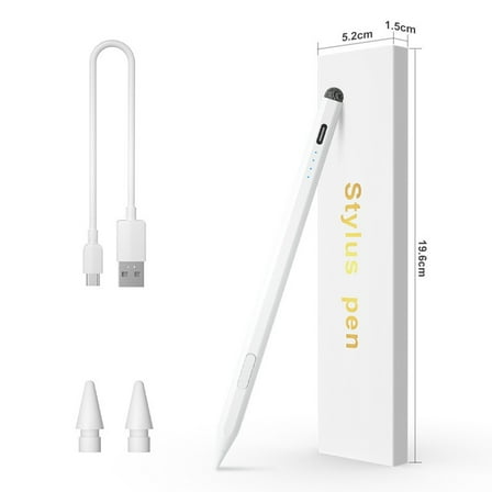 Stylus Pen for iPad Touch Screens, High Sensitivity Capacitive Pencil with 2 Extra Tips for iPhone/Tablets/Samsung/PC, White