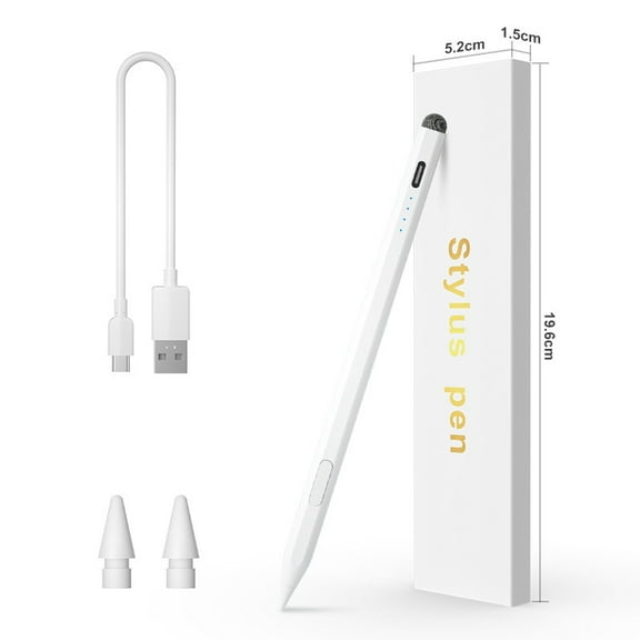 Stylus Pen for iPad Touch Screens, High Sensitivity Capacitive Pencil with 2 Extra Tips for iPhone/Tablets/Samsung/PC, White
