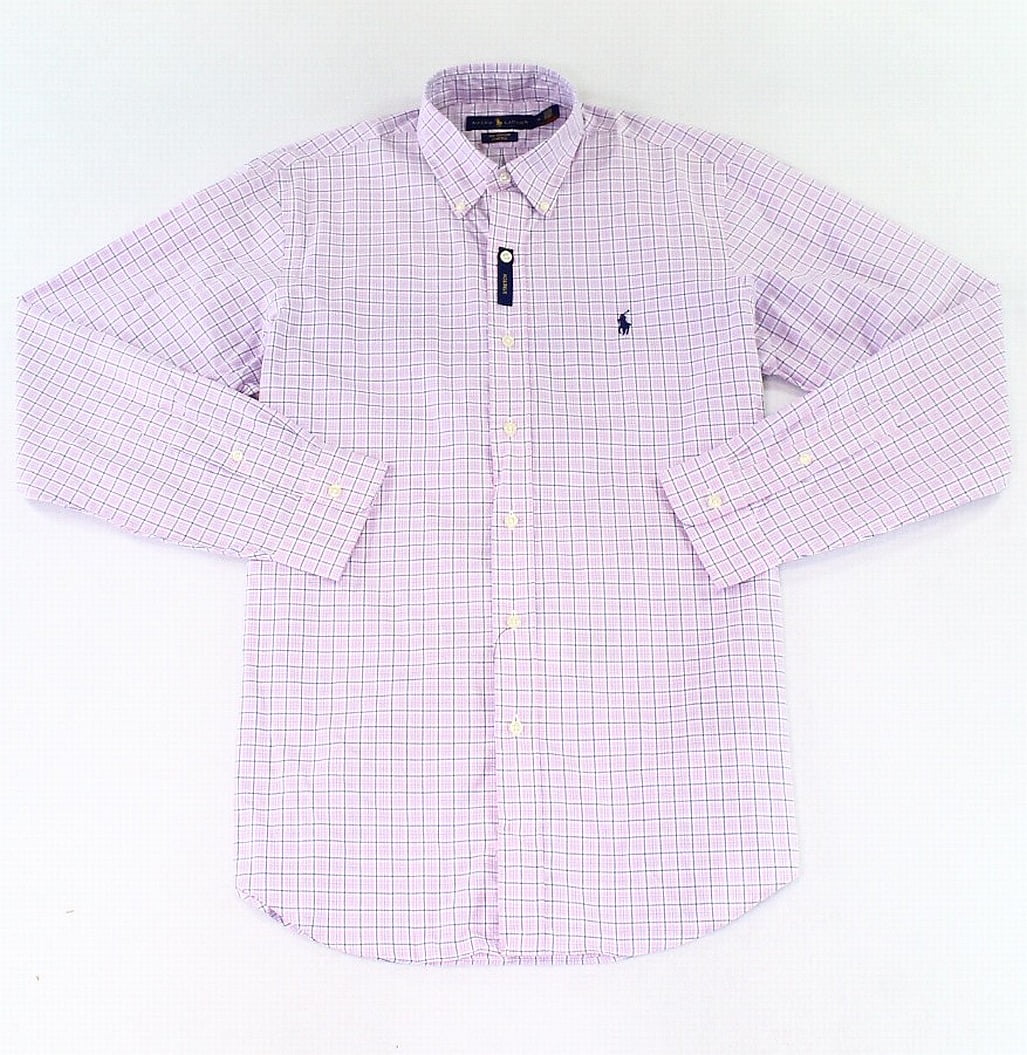Ralph Lauren - Mens Dress Shirt Pink Large Plaid-Print Button-Down $89 ...