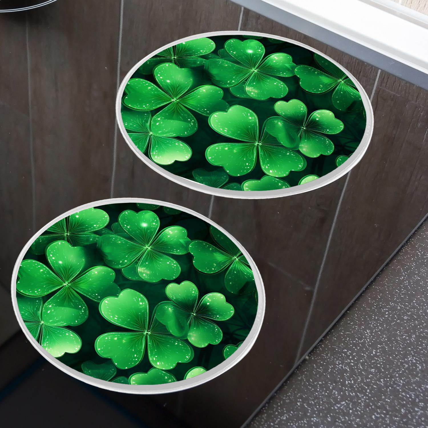 Round Stove Burner Covers 4 Pcs for Metal Gas Stove Burner Cover 8Inch And 10Inch ,Happy St Patrick Day Lucky Four Leaf Clover Shamrock style