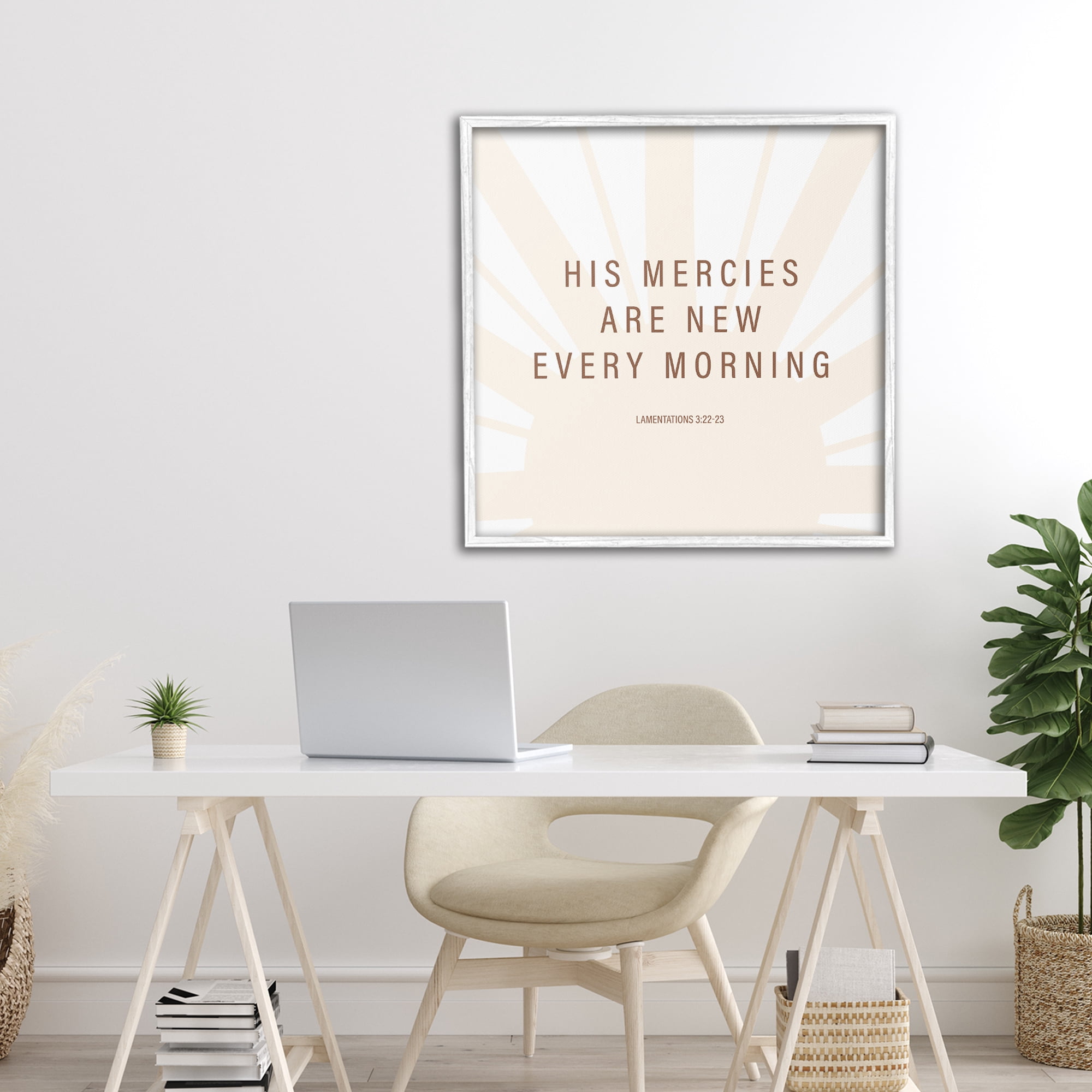 Stupell Industries His Mercies Are New White Framed Giclee Art, design by SD Graphics Studio