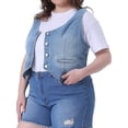 thumbnail image 2 of DARING DIVA Women's Plus Size Button Down V Neck Sleeveless Jean Waistcoat 6X Light Blue, 2 of 6