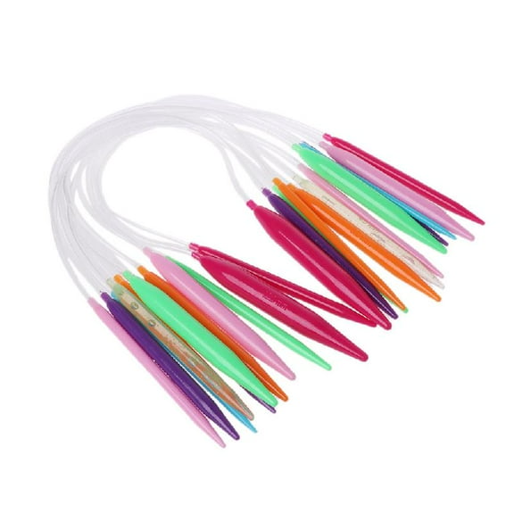 12x Plastic Circular Knitting Needle Crochet Set Craft Multicolor Tube 40cm 80cm