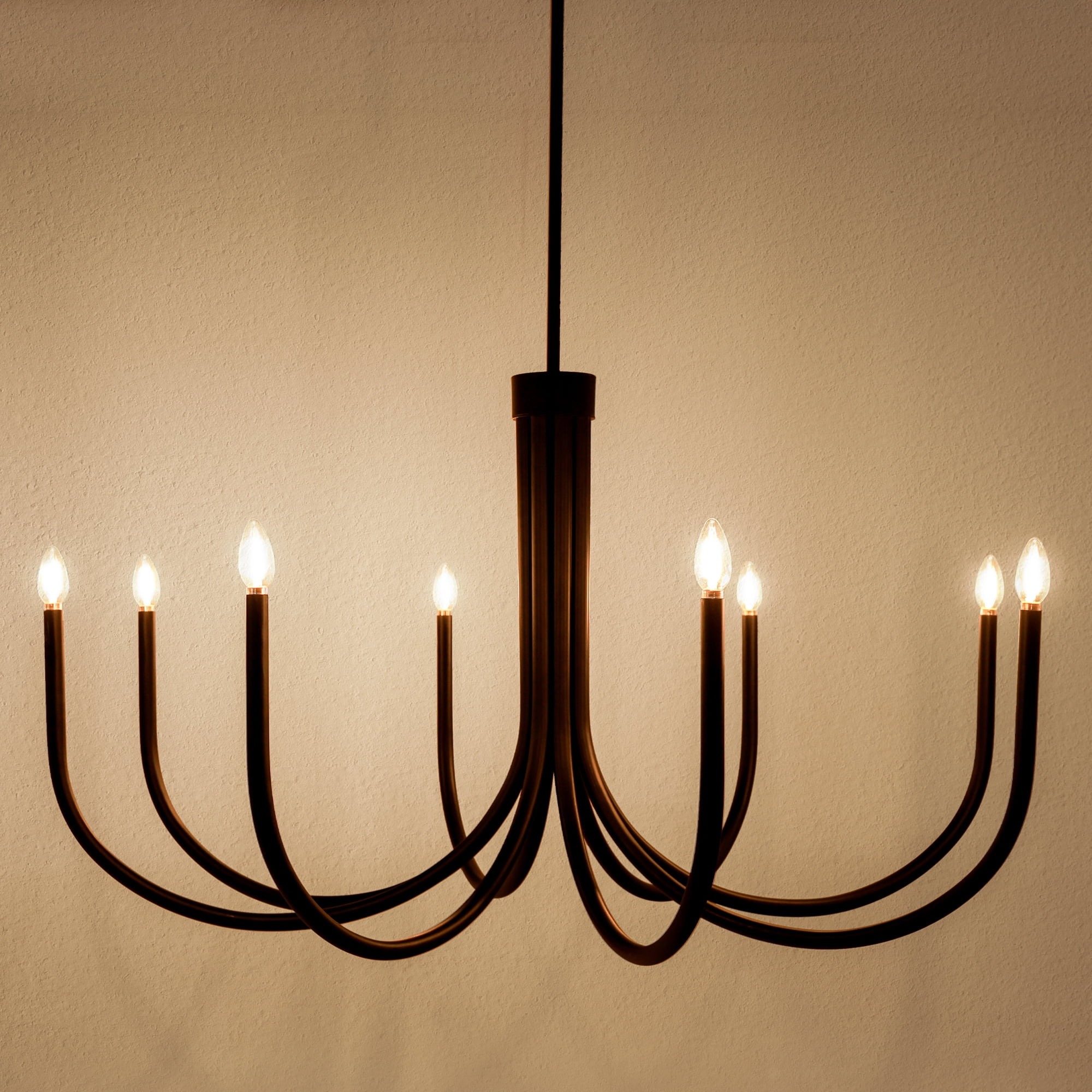 LNC Bohonicist 8 -Light Matte Black Bare bulb Metal Chandelier