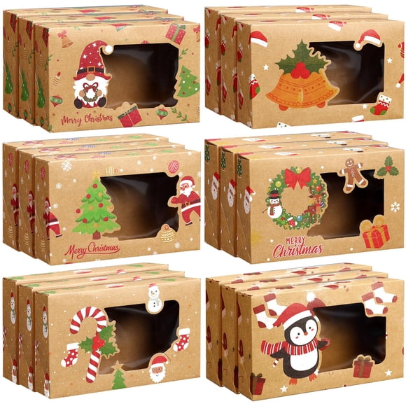 Cajas navideñas para galletas Funnymoom, 36 unidades, con ventana transparente, 6 unidades