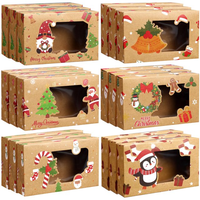 Cajas navideñas para galletas Funnymoom, 36 unidades, con ventana transparente, 6 unidades