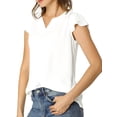 thumbnail image 2 of NOMADIC NOOK Women's 2 Packs Solid V Neck Cap Short Sleeves Work Blouse, 2 of 6
