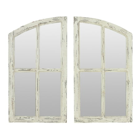 Teardrop Mirror Set - Jolene Arch Window Pane Mirrors Off-White 27