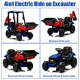 thumbnail image 2 of 12V JCB Ride on Excavator Toy, 4 in 1 Ride on Tractor Truck with Remote Control, Powered Ride on Bulldozer Kids Electric Vehicles with Front Loader Bulldozer, Digger, Adjustable Seat, Red+Blue, 2 of 6