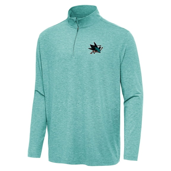 Men's Antigua  Heather Aqua San Jose Sharks Hunk Quarter-Zip Top