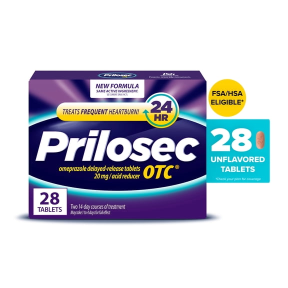Prilosec OTC Heartburn Relief, Omeprazole, Acid Reducer Tablets, 28 Count