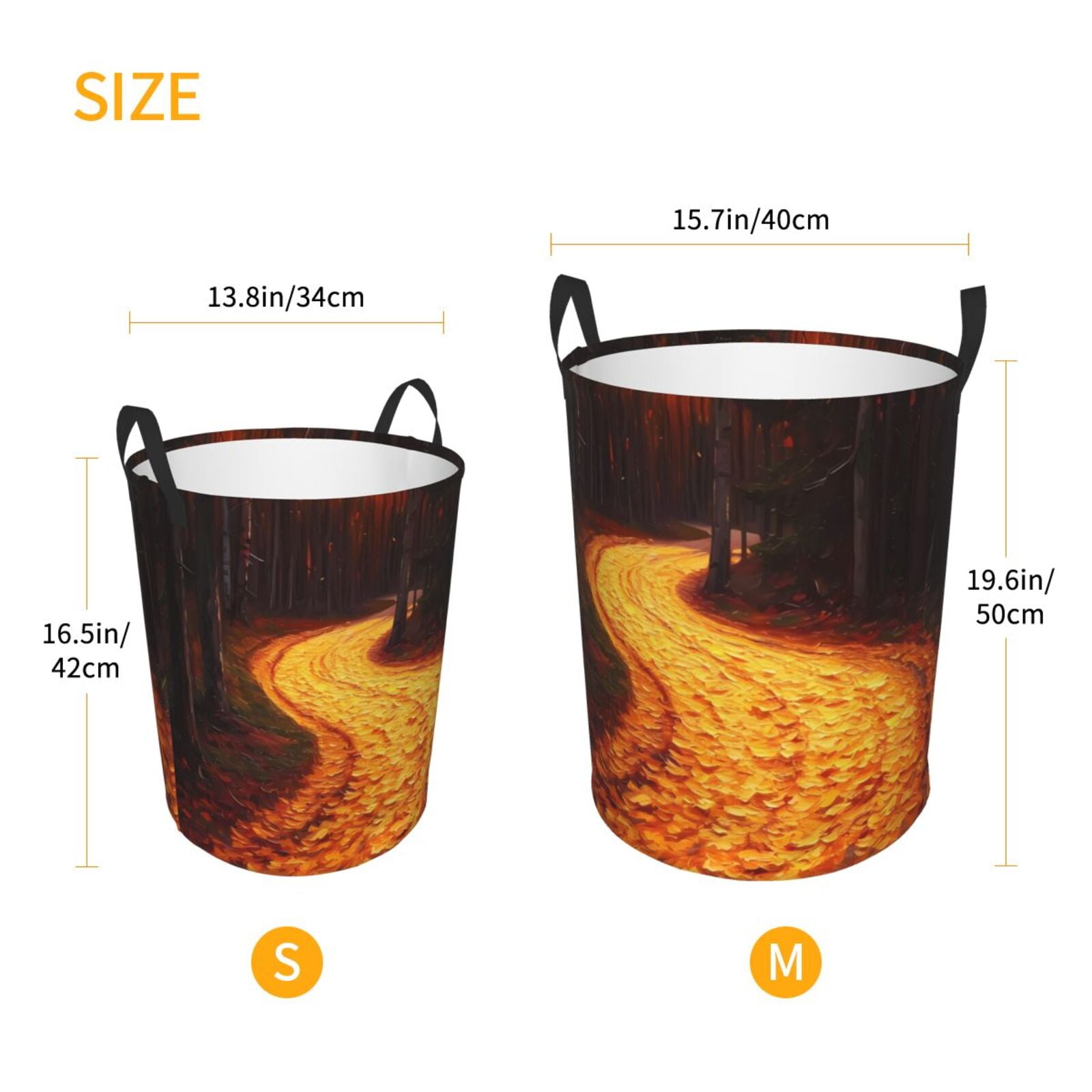 Large Laundry Basket with Handles - Serene Autumn Forest Path A Kids Baby Dirty Clothes Laundry Hamper for Bedroom Aesthetic