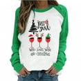 thumbnail image 1 of Camiseta informal de manga larga con cuello redondo y estampado navideño de retazos de primavera para mujer Fridja  bvmnju1886, 1 of 6