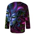 thumbnail image 5 of Xixinqiwan Men Tops Mardi Gras Mask Beads Shirts,Mask Graphic Print Casual Seven Sleeves T Shirt Tops Carnival Party Costume, 5 of 6