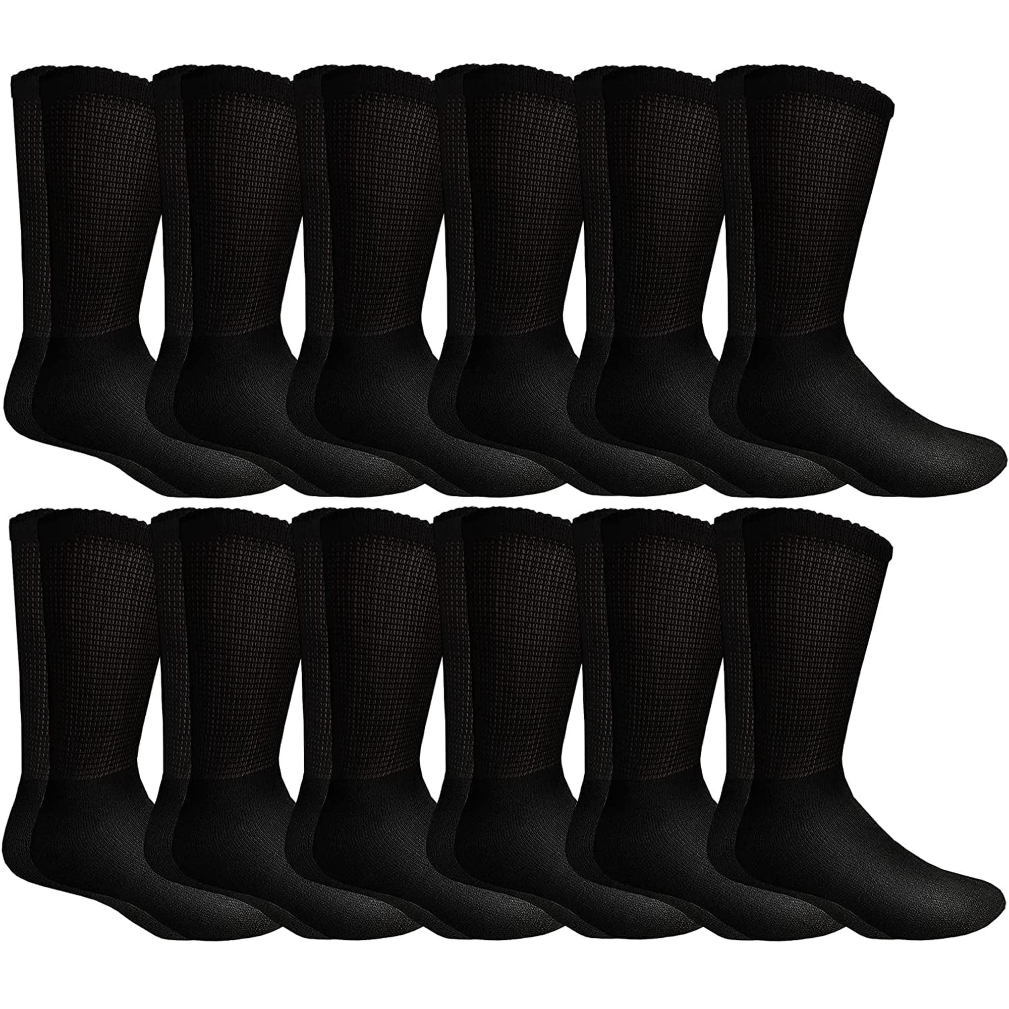 12 Pairs of SOCKS'NBULK Women Value Pack of Ring Spun Cotton Crew Diabetic, Nephropathy Socks