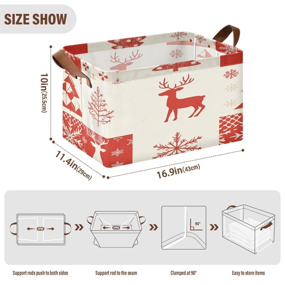 BZSMCE Collapsible Fabric Cube Storage Bins Flake Tree Deer Design Pattern Storage Box