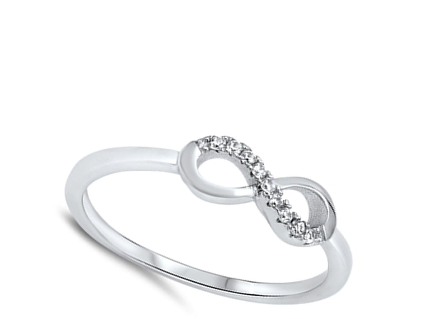Heart Clear CZ Halo Promise Ring ( Sizes 4 5 6 7 8 9 10 11 12 ) .925 Sterling Silver Infinity Band Rings by Sac Silver (Size 11), Women's