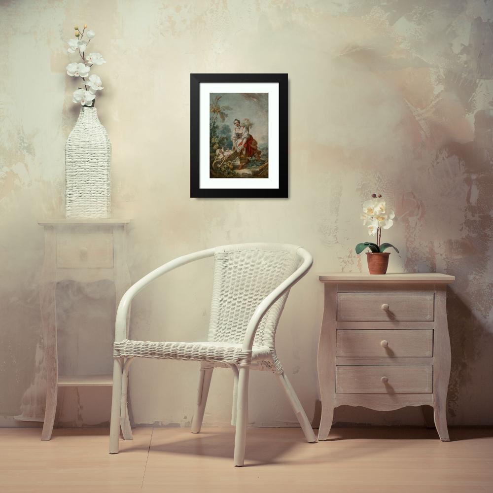 Jean-Honoré Fragonard 11x14 Black Modern Framed Museum Art Print Titled - The Joys of Motherhood (1754)