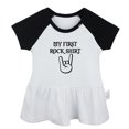 thumbnail image 5 of Pack of 2, My First Rock Shirt & Born to Rock just like my daddy Funny Dresses For Baby, Newborn Babies Skirts, Infant Princess Dress, Toddler Frocks (Black Raglan Dresses, 0-6 Months), 5 of 5