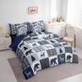 thumbnail image 3 of Homewish Safari Deer Bear Bedding Comforter Set 7 Pieces for Female Men Adults,Jungle Animal Full Bedding Set Lightweight,Blue Plaid Checkered Fitted Sheet Flat Sheet,Lightweight Room Decor, 3 of 8