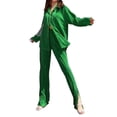 thumbnail image 1 of VISgogo Traje de Pijama de Dos Piezas para Mujer, Tops de Manga Larga con Botones y Cuello Vuelto de Color Sólido + Pantalones Largos con Cintura Elástica VISgogo moda, 1 of 6