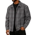thumbnail image 3 of gzxflxpge Mens Corduroy Jacket Causal Classic Fit Snap Button-Up Plaid Overshirt Retro Long Sleeve Lapel Collared Fall Winter Outerwear with Pockets Black S, 3 of 9