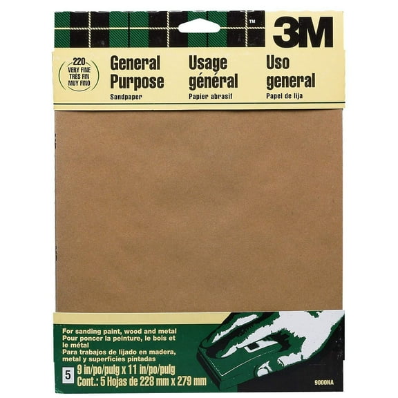 3M 9000NA 9" X 11" Extra Fine Paint, Wood, Metal Sandpaper Sheets