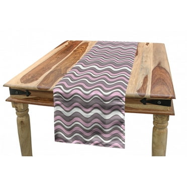 Geometric Table Runner, Wavy Horizontal Stripes Ocean Pattern Abstract Inspirations Sea Effect, Dining Room Kitchen Rectangular Runner, 3 Sizes, by Ambesonne