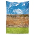 thumbnail image 3 of Ambesonne Brick Tablecloth Rectangular Table Cover, Field Urban Sky, 52"x70", Red Green, 3 of 4