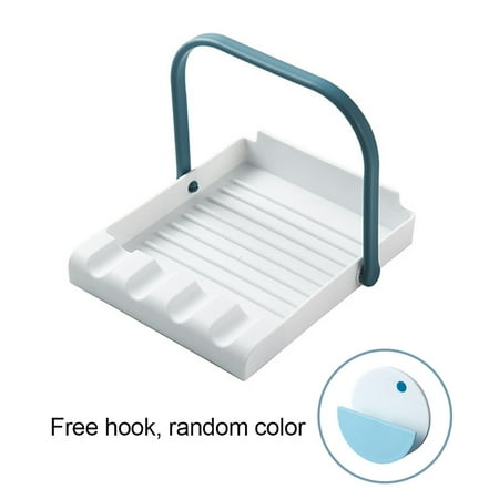 

ZHENYEMEI Pot Lid Rack Plastic Kitchen Pot Cover Holder Draining Spoon Spatula Storage Organizer White