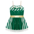 thumbnail image 2 of iiniim Girls Christmas Sequins Dance Dress Ballet Figure Ice Skating Tutu Dress Party Holiday Green 6, 2 of 7