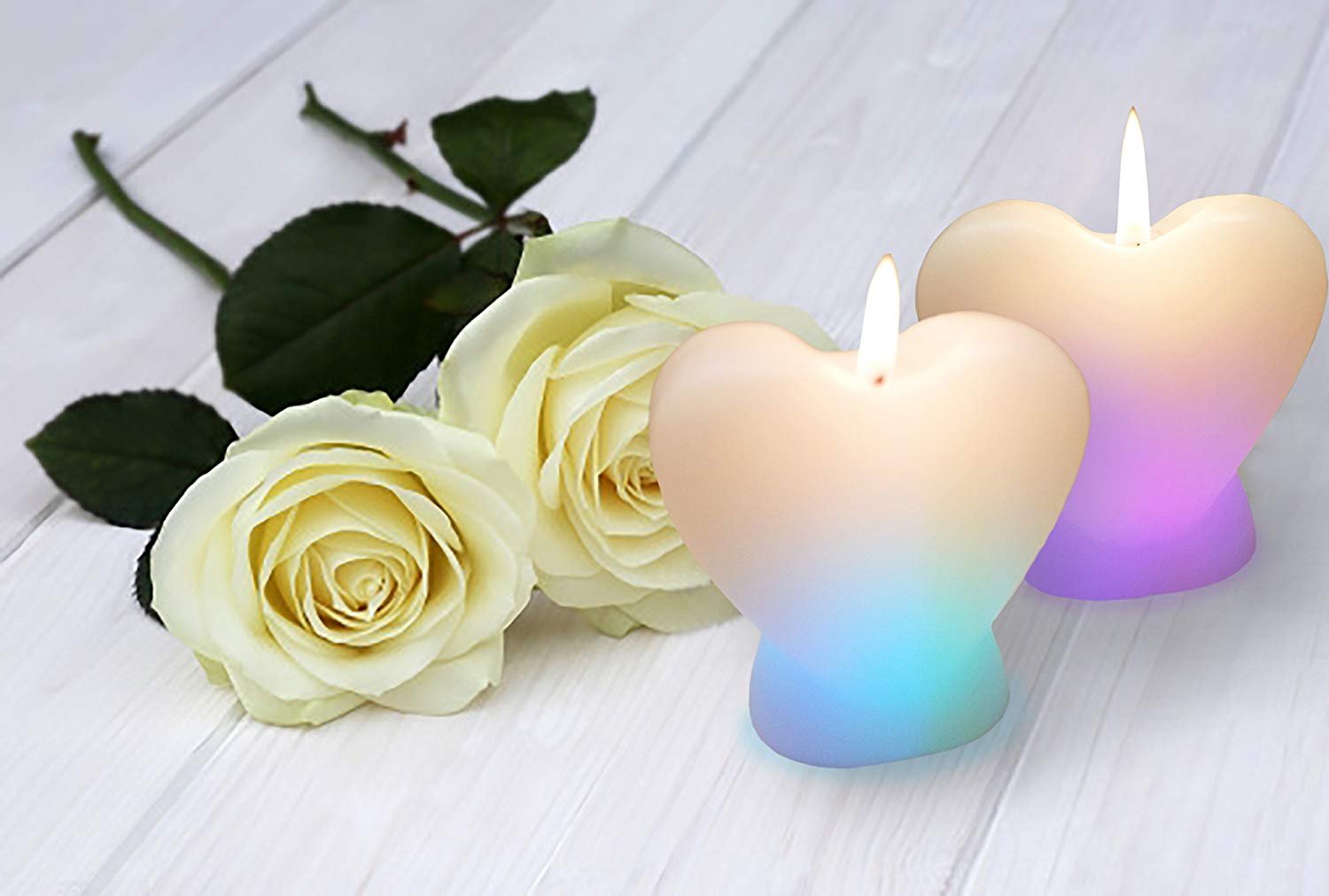 Heart Candles -Heart Shaped Wax Candle with Built In Heat Sensor That  changes Colors as They Burn. Set of 2 Candles for Holiday, Valentine, Decor  Romantic Beautiful Colors! 