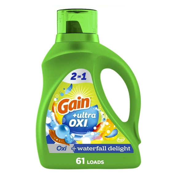 Gain Ultra Oxi Liquid Laundry Detergent, Waterfall Delight Scent, 88 fl oz, 61 Loads