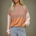 thumbnail image 2 of FAIWAD Long Sleeve Tops for Women Casual Loose Color Block Ribbed Knit Crewneck Pullover Trendy Work Clothes, 2 of 8