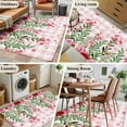 thumbnail image 5 of Area Rug for Living Room, Valentine's Day Non-Slip Indoor Large Carpet for Bedroom/Dining Room, Pink Red Roses Love Heart Eucalyptus Plaid Washable Low-Profile Rectangle Floor Runner Rugs - 4 x 6 Ft, 5 of 7