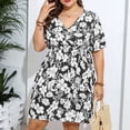 thumbnail image 4 of HOMBOM 2025 Dresses for Women Plus Size Mini Black A-Line V-Neck Beach Short Sleeve Floral Dresses 2XL, 4 of 9