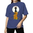 thumbnail image 2 of Halloween Black Cat Pumpkins T-Shirt Women, 2 of 3