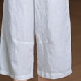 thumbnail image 6 of Pounoo Capri Pants for Women Elastic High Waist Solid Color Gathered Detail Wide Fit Bottoms Summer Daily Style Airy Comfortable Trousers, 6 of 9