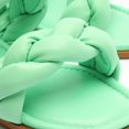 thumbnail image 5 of Schutz Soo Flat Green Leather Braided Straps Slip On Open Toe Flat Heel Sandals (Deep Mint, 8), 5 of 5