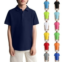 Boys Uniform Shirts Short Sleeve School Uniform Polo 6-11 Years, Button Closure, Quick Dry Fabric, Comfortable & Soft, Ideal for Daily Wear​ Yellow Size 120