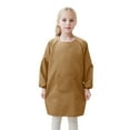 thumbnail image 2 of CUZIBR Girls Boys Apron Long Sleeve Solid Color Front Pocket Jacket For Children Artist Painting Aprons Mid-Lengh Smocks,Khaki,4-8 Years, 2 of 9