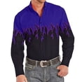 thumbnail image 1 of Camisa occidental para hombre con solapa de llama para exteriores, calle, manga larga, botones estampados, ropa de diseñador de moda, informal, suave, 1 of 6