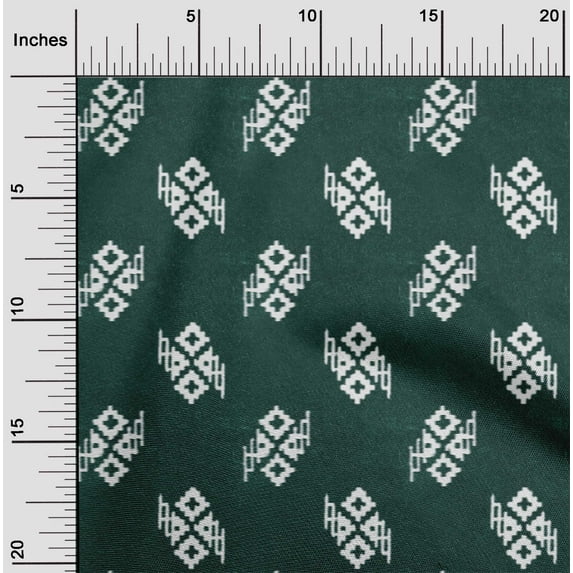 oneOone Georgette Viscose Fabric Geometric Kasuri Printed Craft Fabric BTY 42 Inch Wide
