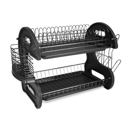 Home Basics 2 Tier Dish Rack Best Home Basics Dish Drainer 60Tier Plastic Black Walmart Home Basics 2 Tier Dish Rack Best Home Basics Dish Drainer 60Tier Plastic Black Walmart