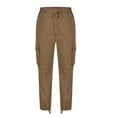 thumbnail image 3 of Caoirhny Men Cargo Pants with Pockets Solid Color Loose Elastic Jogger Sweatpants Casual Trousers Streetwear, 3 of 6